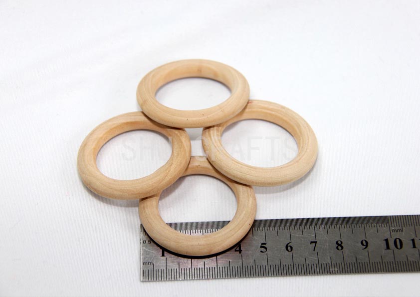 SHJ00724 Natural Wooden Rings，4.5cm