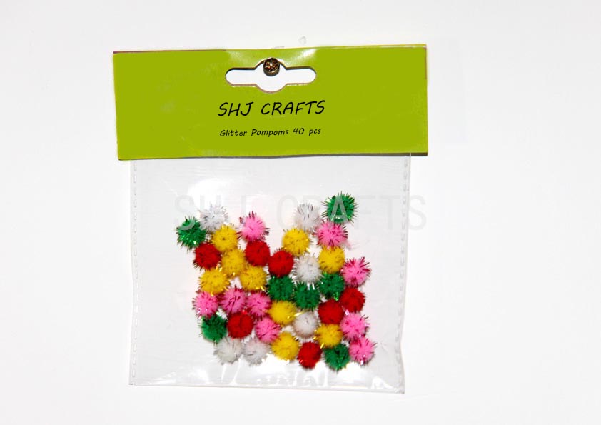 SHJ00753 Glitter pom poms 40pcs