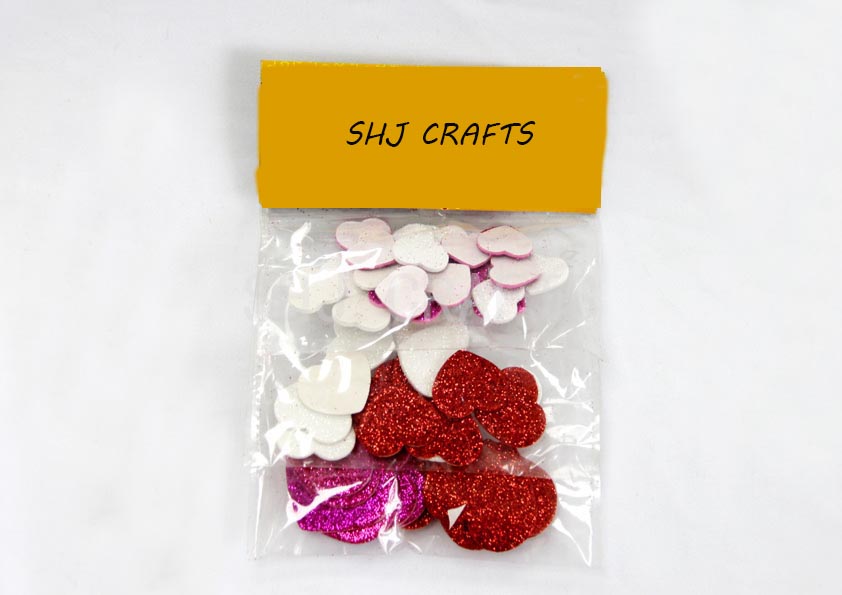 SHJ00780 Glitter Foam Heart shaped stickers