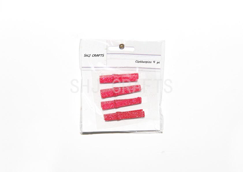 SHJ01006 Glitter pink clothespins,4pc