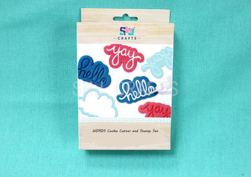 SHJ01275 WORDS cookie cutter and stamp set